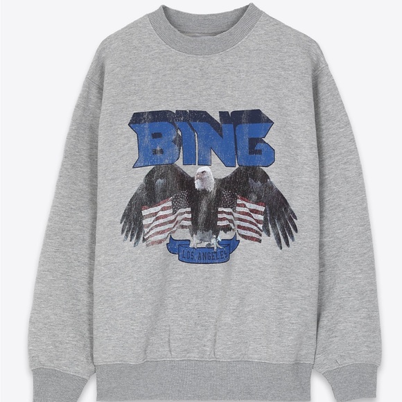 Anine Bing Vintage Bing Sweatshirt Eagle Blue & Grey Size XS NEW RARE - Picture 3 of 16